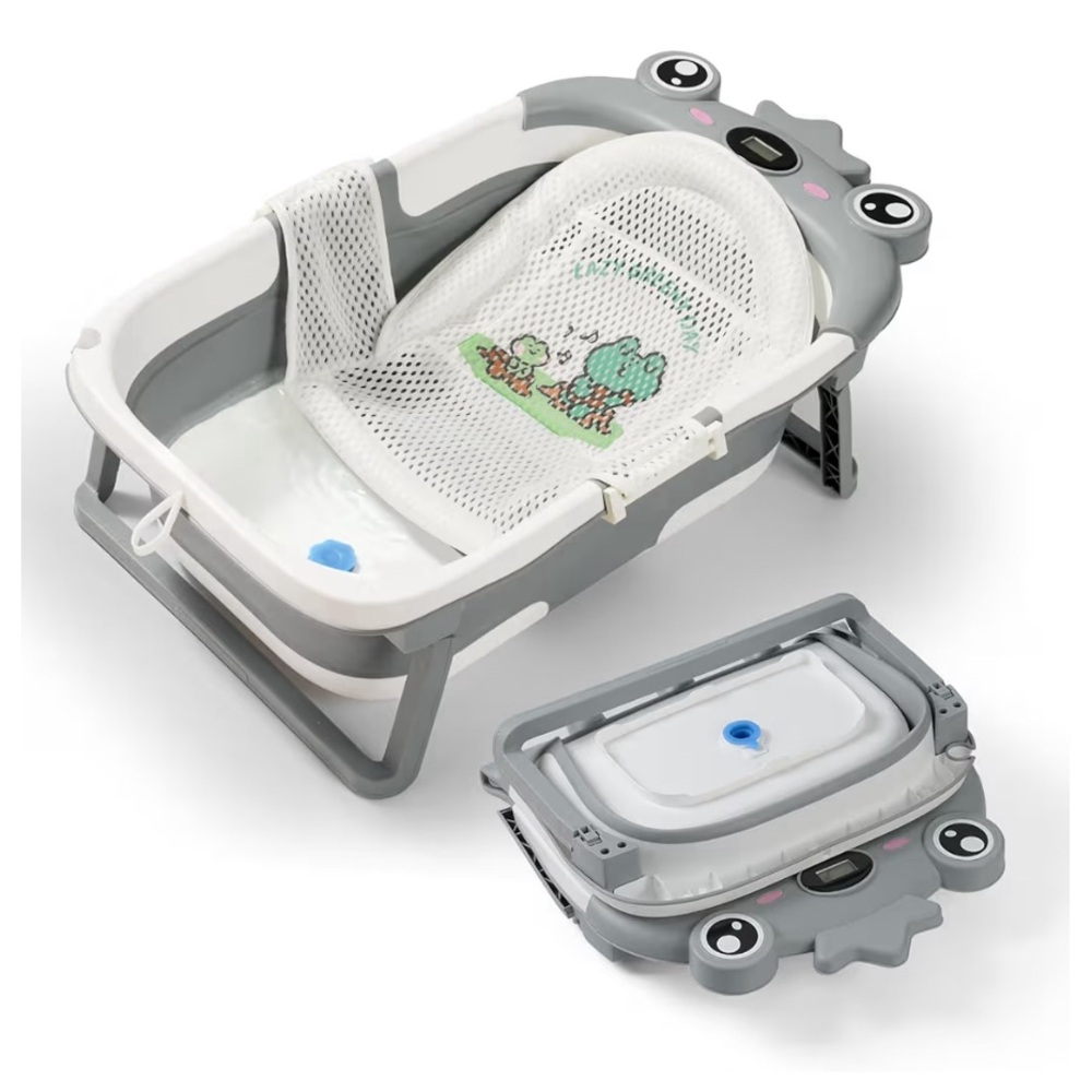 Collapsible Baby Bathtub w/ Thermometer & Newborn Sling